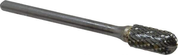 SGS Pro - 1/4" Cut Diam, 1/8" Shank Diam, Cylinder with Radius Head Double Cut Burr - Carbide, Radius End, 1/2" LOC, 2-15/16" OAL - Apex Tool & Supply