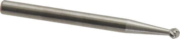 SGS Pro - 3/32" Cut Diam, 1/8" Shank Diam, Ball Head Double Cut Burr - Carbide, Radius End, 3/32" LOC, 1-1/2" OAL - Apex Tool & Supply