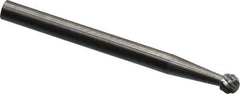 SGS Pro - 1/8" Cut Diam, 1/8" Shank Diam, Ball Head Double Cut Burr - Carbide, Radius End, 1/8" LOC, 1-1/2" OAL - Apex Tool & Supply