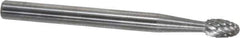 SGS Pro - 1/8" Cut Diam, 1/8" Shank Diam, Oval Head Double Cut Burr - Carbide, Radius End, 7/32" LOC, 1-1/2" OAL - Apex Tool & Supply