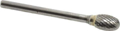 SGS Pro - 1/4" Cut Diam, 1/8" Shank Diam, Oval Head Double Cut Burr - Carbide, Radius End, 3/8" LOC - Apex Tool & Supply