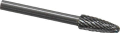 SGS Pro - 3/16" Cut Diam, 1/8" Shank Diam, Tree with Radius Head Double Cut Burr - Carbide, Radius End, 1/2" LOC - Apex Tool & Supply