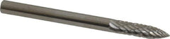 SGS Pro - 1/8" Cut Diam, 1/8" Shank Diam, Tree Head Double Cut Burr - Carbide, Point End, 1/2" LOC, 1-1/2" OAL - Apex Tool & Supply
