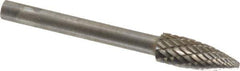 SGS Pro - 3/16" Cut Diam, 1/8" Shank Diam, Tree Head Double Cut Burr - Carbide, Point End, 1/2" LOC - Apex Tool & Supply
