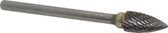 SGS Pro - 1/4" Cut Diam, 1/8" Shank Diam, Tree Head Double Cut Burr - Carbide, Point End, 1/2" LOC - Apex Tool & Supply
