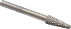 SGS Pro - 3/16" Cut Diam, 1/8" Shank Diam, Taper Head Double Cut Burr - Carbide, Radius End, 1/2" LOC - Apex Tool & Supply