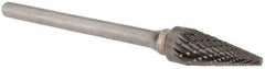 SGS Pro - 1/4" Cut Diam, 1/8" Shank Diam, Cone Head Double Cut Burr - Carbide, Point End, 1/2" LOC, 2-1/8" OAL - Apex Tool & Supply