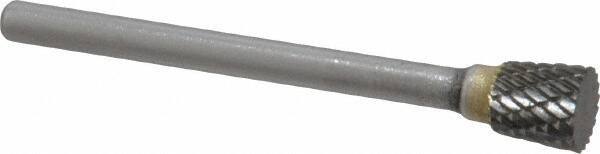 SGS Pro - 1/4" Cut Diam, 1/8" Shank Diam, Inverted Cone Head Double Cut Burr - Carbide, Flat End, 1/4" LOC, 1-3/4" OAL - Apex Tool & Supply