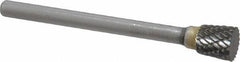 SGS Pro - 1/4" Cut Diam, 1/8" Shank Diam, Inverted Cone Head Double Cut Burr - Carbide, Flat End, 1/4" LOC, 1-3/4" OAL - Apex Tool & Supply