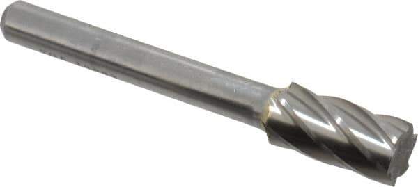 SGS Pro - 3/8" Cut Diam, 1/4" Shank Diam, Cylinder Head Single Cut Burr - Carbide, Flat End, 3/4" LOC, 2-1/2" OAL - Apex Tool & Supply