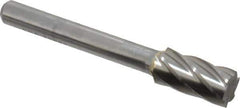 SGS Pro - 3/8" Cut Diam, 1/4" Shank Diam, Cylinder Head Single Cut Burr - Carbide, Flat End, 3/4" LOC, 2-1/2" OAL - Apex Tool & Supply