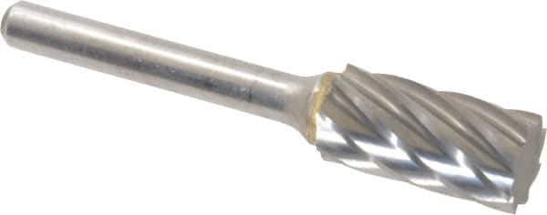 SGS Pro - 1/2" Cut Diam, 1/4" Shank Diam, Cylinder Head Single Cut Burr - Carbide, Flat End, 1" LOC, 2-3/4" OAL - Apex Tool & Supply