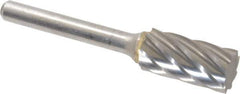 SGS Pro - 1/2" Cut Diam, 1/4" Shank Diam, Cylinder Head Single Cut Burr - Carbide, Flat End, 1" LOC, 2-3/4" OAL - Apex Tool & Supply