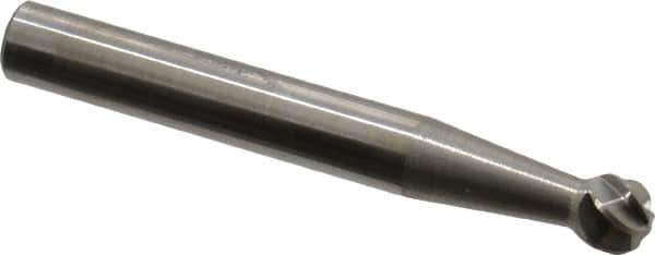 SGS Pro - 1/4" Cut Diam, 1/4" Shank Diam, Ball Head Single Cut Burr - Carbide, Radius End, 7/32" LOC, 2" OAL - Apex Tool & Supply