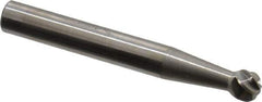 SGS Pro - 1/4" Cut Diam, 1/4" Shank Diam, Ball Head Single Cut Burr - Carbide, Radius End, 7/32" LOC, 2" OAL - Apex Tool & Supply