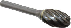SGS Pro - 5/8" Cut Diam, 1/4" Shank Diam, Oval Head Single Cut Burr - Carbide, Radius End, 1" LOC, 2-3/4" OAL - Apex Tool & Supply