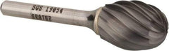 SGS Pro - 3/4" Cut Diam, 1/4" Shank Diam, Oval Head Single Cut Burr - Carbide, Radius End, 1" LOC, 2-3/4" OAL - Apex Tool & Supply