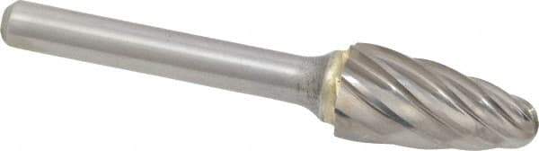 SGS Pro - 1/2" Cut Diam, 1/4" Shank Diam, Tree with Radius Head Single Cut Burr - Carbide, Radius End, 1" LOC, 2-3/4" OAL - Apex Tool & Supply