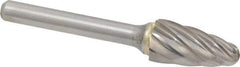 SGS Pro - 1/2" Cut Diam, 1/4" Shank Diam, Tree with Radius Head Single Cut Burr - Carbide, Radius End, 1" LOC, 2-3/4" OAL - Apex Tool & Supply