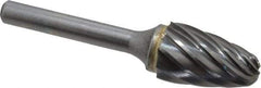 SGS Pro - 5/8" Cut Diam, 1/4" Shank Diam, Tree with Radius Head Single Cut Burr - Carbide, Radius End, 1" LOC, 2-3/4" OAL - Apex Tool & Supply
