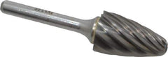 SGS Pro - 3/4" Cut Diam, 1/4" Shank Diam, Tree with Radius Head Single Cut Burr - Carbide, Radius End, 1-1/4" LOC, 3" OAL - Apex Tool & Supply