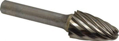 SGS Pro - 3/4" Cut Diam, 3/8" Shank Diam, Tree with Radius Head Single Cut Burr - Carbide, Radius End, 1-1/4" LOC, 3-1/4" OAL - Apex Tool & Supply