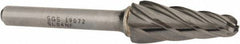 SGS Pro - 1/2" Cut Diam, 1/4" Shank Diam, Taper Head Single Cut Burr - Carbide, Radius End, 1-1/8" LOC, 3" OAL - Apex Tool & Supply