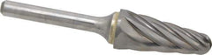 SGS Pro - 5/8" Cut Diam, 1/4" Shank Diam, Taper Head Single Cut Burr - Carbide, Radius End, 1-5/16" LOC, 3-3/16" OAL - Apex Tool & Supply