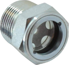 Trico - 1" Sight Diam, 3/4" Thread, 1-1/8" OAL, Viewport Sight Glass & Flow Sight - 1-1/8" Hex Head, With Baffle - Apex Tool & Supply