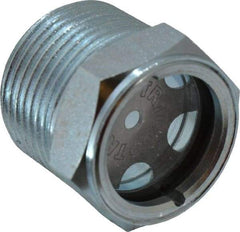 Trico - 2" Sight Diam, 1" Thread, 1-1/4" OAL, Viewport Sight Glass & Flow Sight - 1-5/16" Hex Head, With Baffle - Apex Tool & Supply