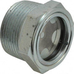 Trico - 2" Sight Diam, 1-1/4" Thread, 1-5/16" OAL, Viewport Sight Glass & Flow Sight - 1-3/4" Hex Head, With Baffle - Apex Tool & Supply