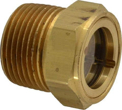 Trico - 1" Sight Diam, 3/4" Thread, 1-1/8" OAL, Viewport Sight Glass & Flow Sight - 1-1/8" Hex Head, With Baffle - Apex Tool & Supply