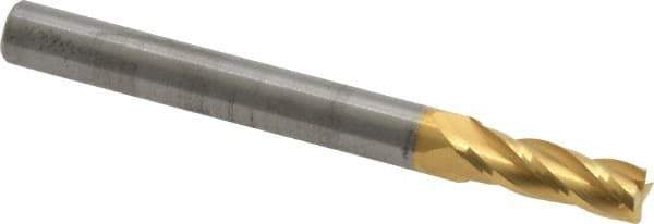 RobbJack - 7/32", 5/8" LOC, 1/4" Shank Diam, 2-1/2" OAL, 4 Flute, Solid Carbide Square End Mill - Single End, TiN Finish, 30° Helix, Centercutting, Right Hand Cut, Right Hand Flute, Series ST-430 - Apex Tool & Supply