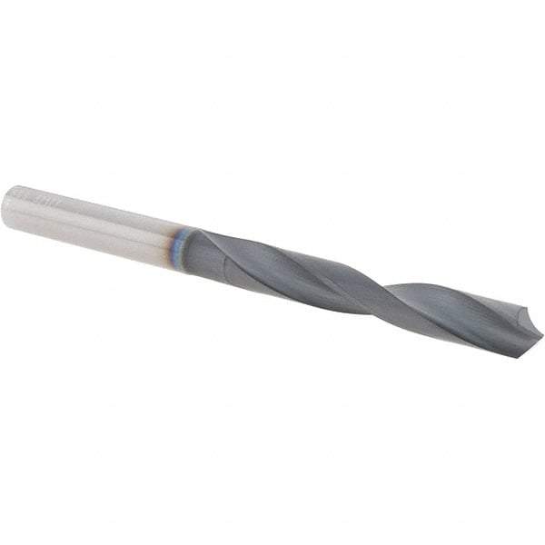 SGS - Letter F 118° Solid Carbide Jobber Drill - AlTiN Finish, Right Hand Cut, Spiral Flute, Straight Shank, 3-1/4" OAL, Four Facet Point - Apex Tool & Supply