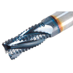 Iscar - 1/4" Diam, Fine Pitch, 1/2" LOC, 3 Flute Solid Carbide 45° Corner Chamfer Roughing End Mill - TiAlN Finish, 2-1/2" OAL, 1/4" Shank Diam, Single End, Centercutting, 38° Helix - Apex Tool & Supply