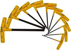 Bondhus - 10 Piece T-Handle Hex Key Set - Hex Range 3/32 to 3/8", Protanium High Torque Steel - Apex Tool & Supply