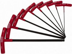 Bondhus - 8 Piece T-Handle Ball End Hex Key Set - Hex Range 2 to 10mm, Protanium High Torque Steel - Apex Tool & Supply
