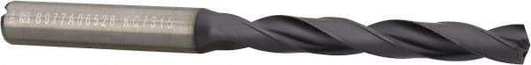 Kennametal - Letter F 140° Solid Carbide Jobber Drill - TiAlN Finish, Right Hand Cut, Spiral Flute, Straight Shank, 3.5827" OAL, Standard Point - Apex Tool & Supply