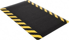 Wearwell - 5' Long x 3' Wide, Dry Environment, Anti-Fatigue Matting - Black with Yellow Chevron Borders, Vinyl with Nitrile Blend Base, Beveled on 4 Sides - Apex Tool & Supply