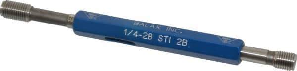 Made in USA - 1/4-28 Thread, High Speed Tool Steel, Class 2B, Plug Thread Insert Go/No Go Gage - Double Ended with Handle, Handle Size 1 - Apex Tool & Supply