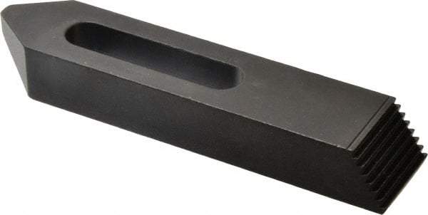 Jergens - 1/2" Stud, Low Carbon Steel, Plain Strap Clamp - 2" Travel, 6" OAL x 1-1/4" Wide x 7/8" High, Black Oxide Finish, Tapered Nose - Apex Tool & Supply