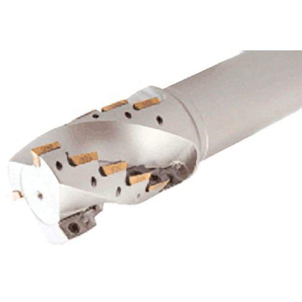 Iscar - 40mm Cut Diam, 55mm Max Depth of Cut, 32mm Shank Diam, 125mm OAL, Indexable Square Shoulder Helical End Mill - Weldon Shank, 90° Lead Angle, Series Helimill - Apex Tool & Supply