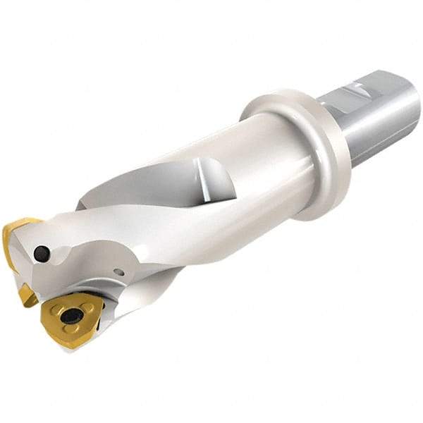 Iscar - 32mm Cut Diam, 0.059" Max Depth, 25mm Shank Diam, Weldon Shank Indexable High-Feed End Mill - Screw Holding Method, FF WOMT/WOCT, FF WOMW Insert, FF EW Toolholder, Through Coolant - Apex Tool & Supply