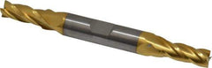 Atrax - 9/32", 11/16" LOC, 3/8" Shank Diam, 3-1/2" OAL, 4 Flute, Solid Carbide Square End Mill - Double End, TiN Finish, Spiral Flute, 30° Helix, Centercutting, Right Hand Cut - Apex Tool & Supply