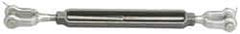 Made in USA - 1,200 Lb Load Limit, 3/8" Thread Diam, 6" Take Up, Stainless Steel Jaw & Jaw Turnbuckle - 7-1/8" Body Length, 9/16" Neck Length, 12" Closed Length - Apex Tool & Supply