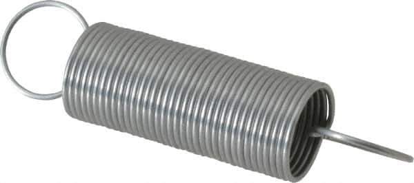 Made in USA - 0.437" OD, 1.631 Lb Max Load, 7.8" Max Ext Len, 0.028" Wire Diam Extension Spring - 0.372 Lb/In Rating, 1.147 Lb Init Tension - Apex Tool & Supply