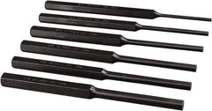 Mayhew - 6 Piece, 3 to 8mm, Roll Pin Punch Set - Hex Shank, Alloy Steel, Comes in Pouch - Apex Tool & Supply