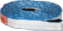 Lift-All - 30' Long x 2" Wide, 10,700 Lb Basket Capacity, 10,700 Lb Vertical Capacity, 2 Ply, Nylon Web Sling - Silver (Color) with Blue Edges - Apex Tool & Supply