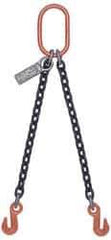 Lift-All - 5' Long x 4-1/2" Wide, 15,200 Lb Basket Capacity, Alloy Steel Web Sling - 15,200 Lb Choker Capacity, DOG Chain Sling, 3/8" Diam Chain, Natural, Double Style - Apex Tool & Supply