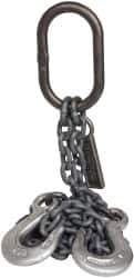 Lift-All - 5' Long x 3-1/2" Wide, 7,400 Lb Basket Capacity, Alloy Steel Web Sling - 7,400 Lb Choker Capacity, DOS Chain Sling, 9/32" Diam Chain, Natural, Double Style - Apex Tool & Supply